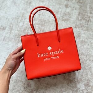 Kate Spade New York Tristan Shopper Coral Buds Leather Satchel Crossbody Bag